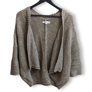 LOFT Open, Drapey Front Cardigan Chunky Knit Sweater Brown M